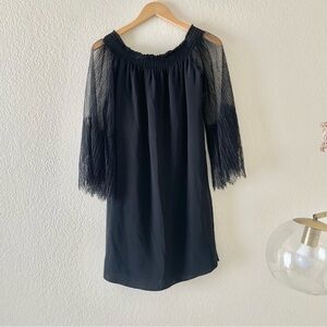 Kobi Halperin Black Off-the-Shoulder Lace Sleeve Dress